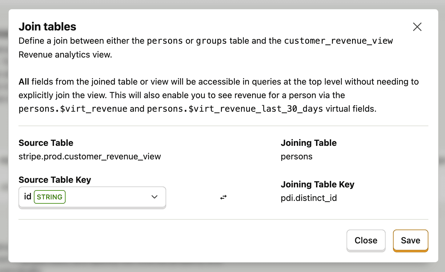 Revenue analytics persons and groups setup