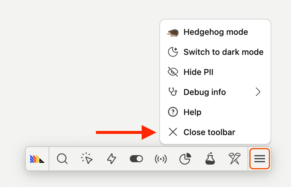 Close toolbar button