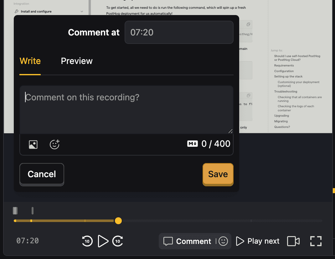 The text area that lets you add a comment