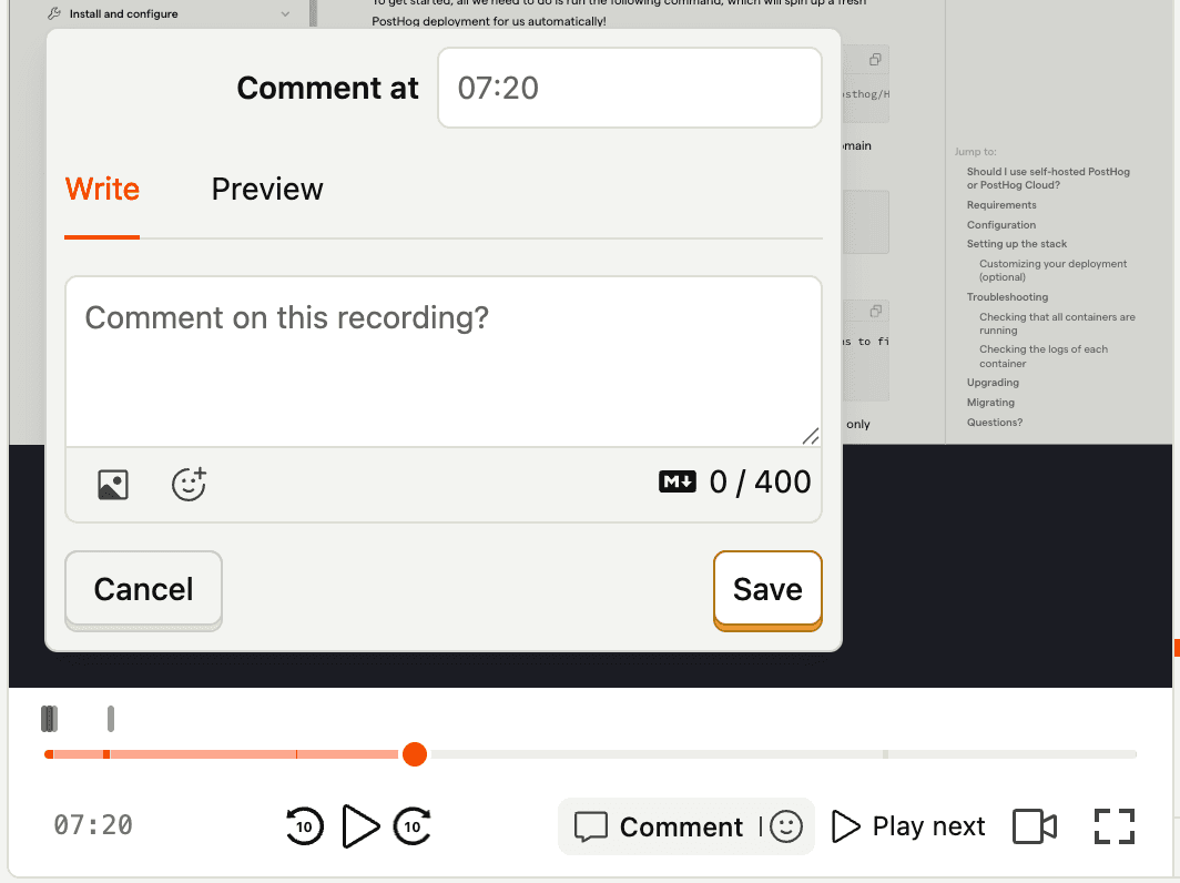 The text area that lets you add a comment