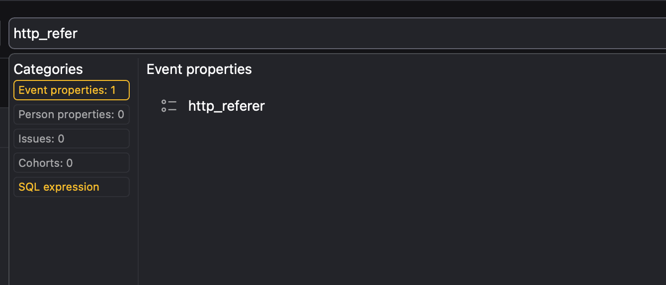 Adding a property to the property filter