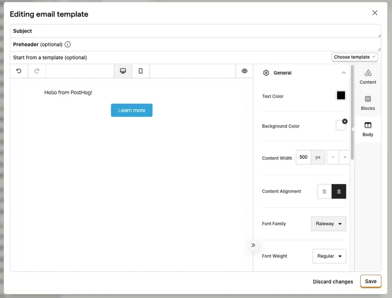 editing email templates with workflows