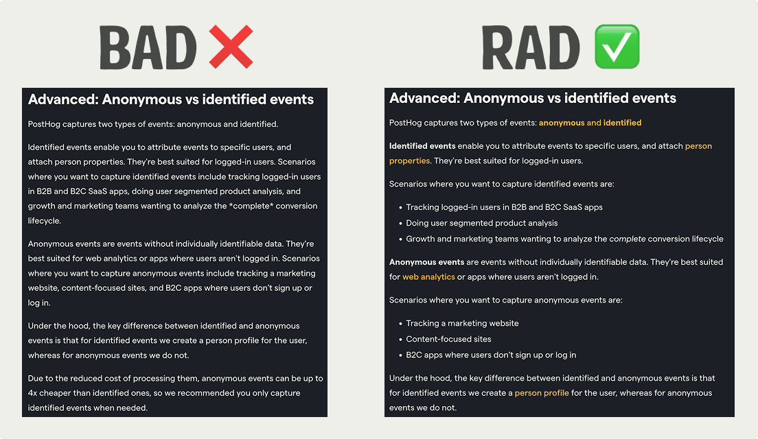 Bad vs rad docs
