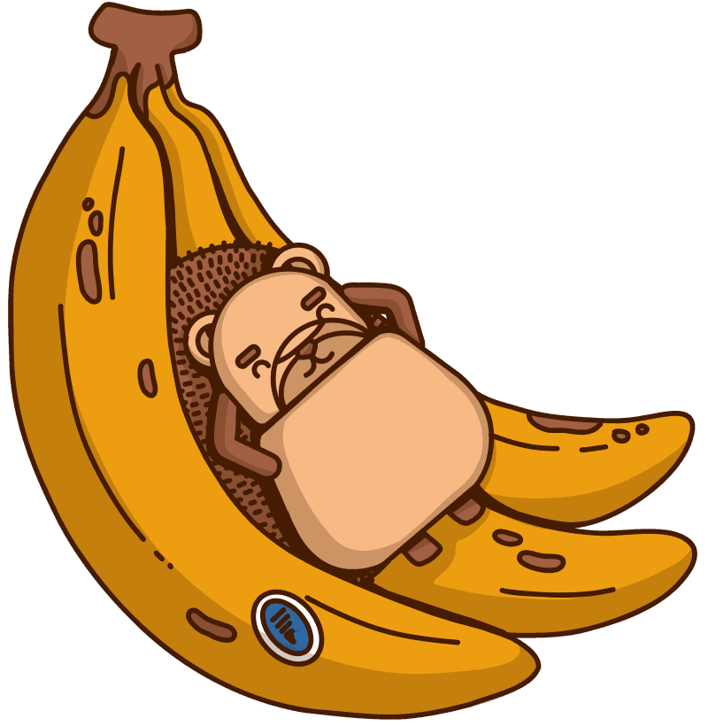 A hedgehog relaxing with a banana