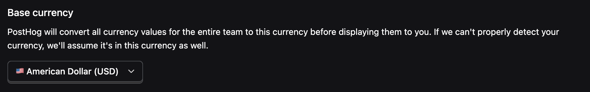 Base currency configuration