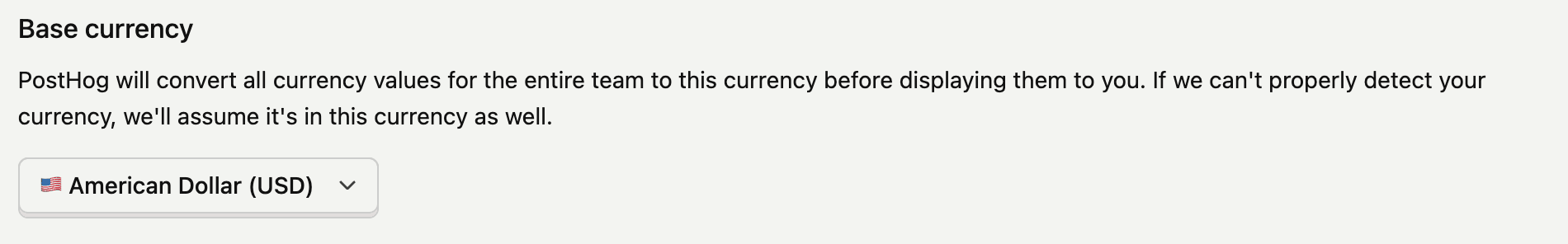 Base currency configuration