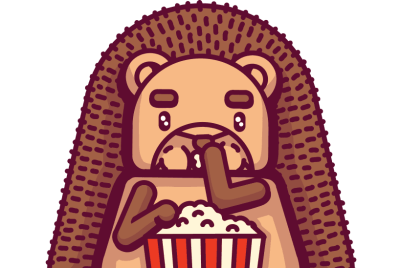 A hedgehog eating popcorn