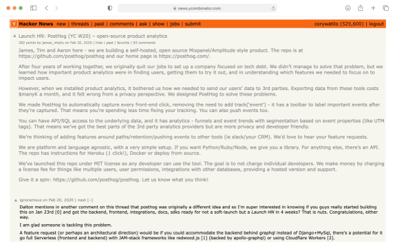 PostHog launches on HackerNews