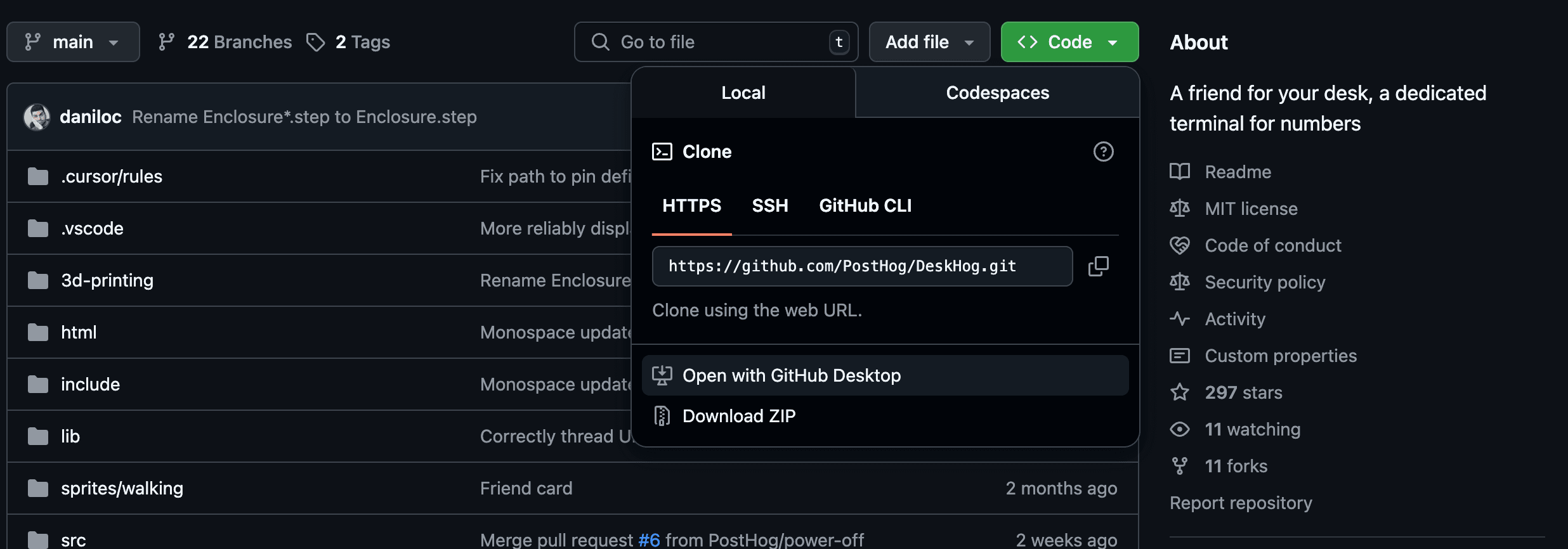 Cloning the DeskHog repo