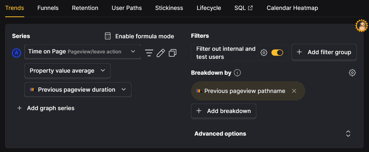 Average time on page breakdown