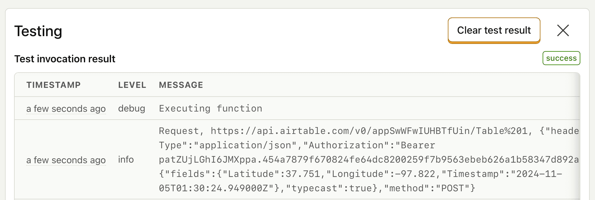 Destination testing UI