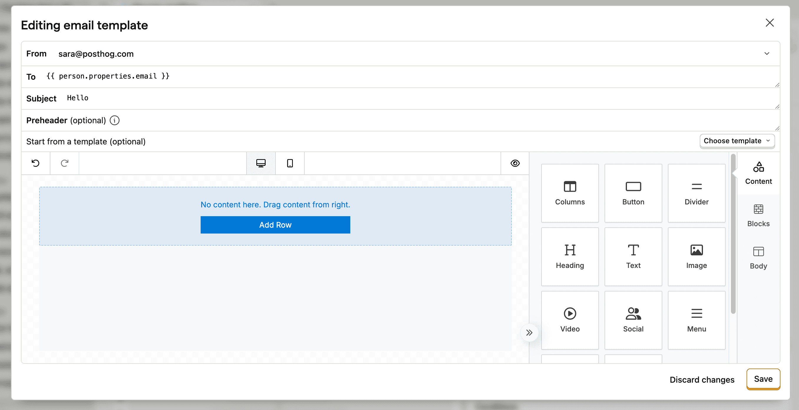 email editor screenshot