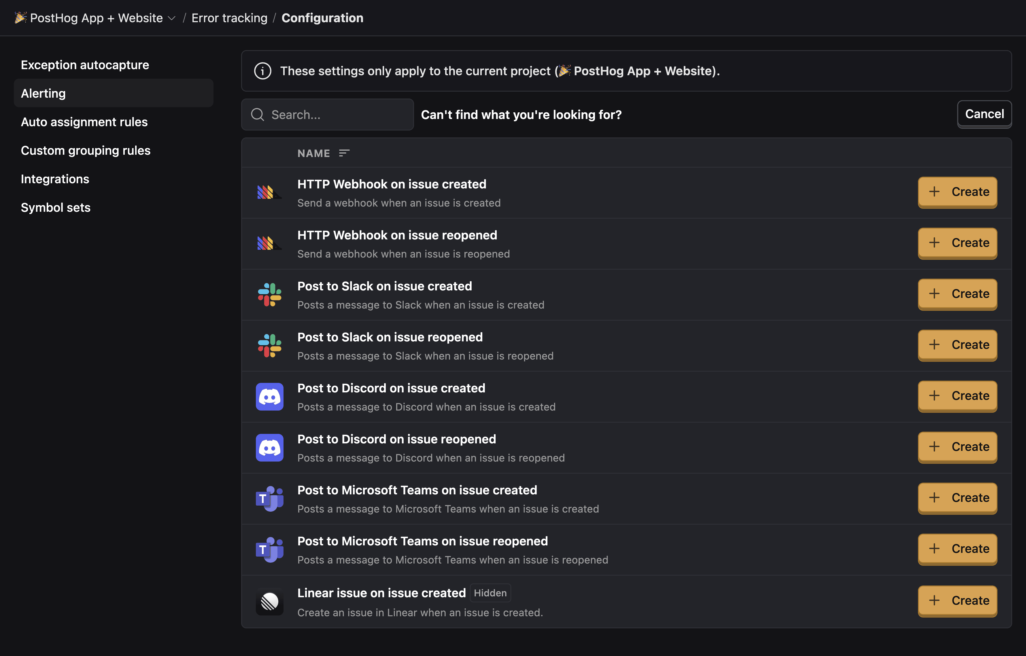 Error tracking alerting