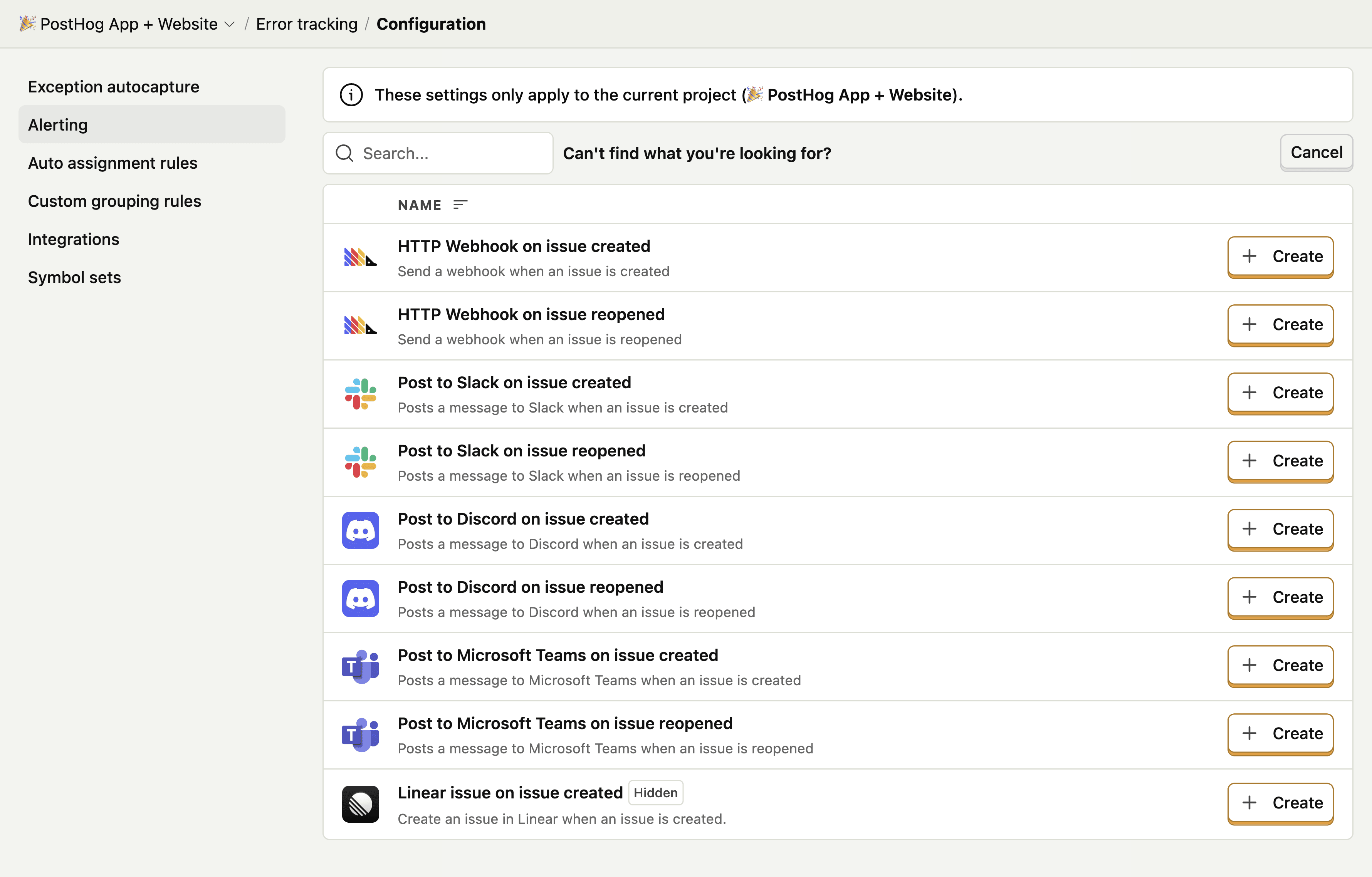 Error tracking alerting
