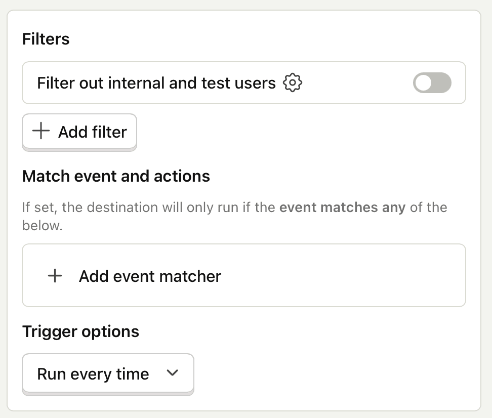 Filtering destinations