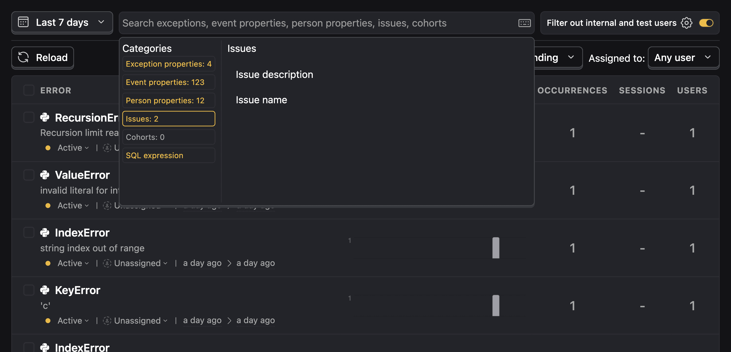 Adding a property to the property filter