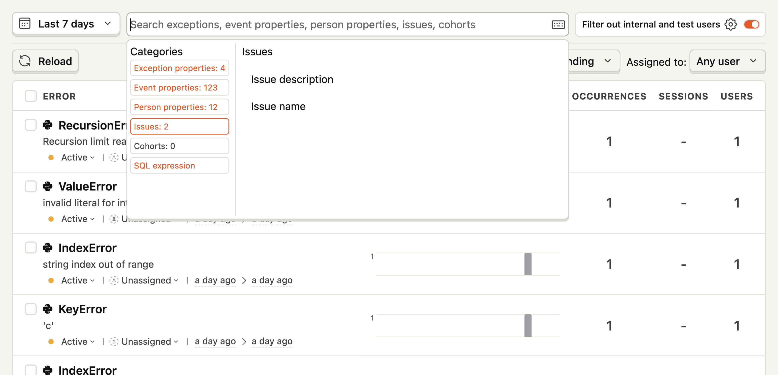 Adding a property to the property filter