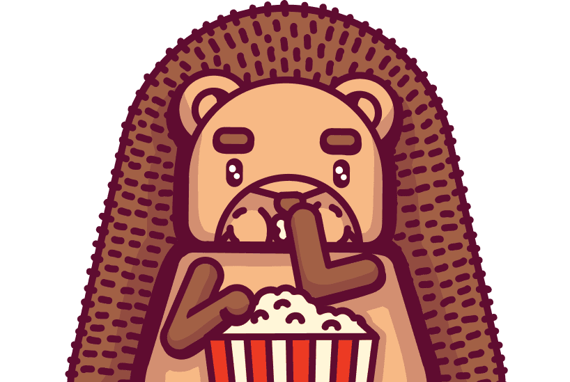A hedgehog eating popcorn