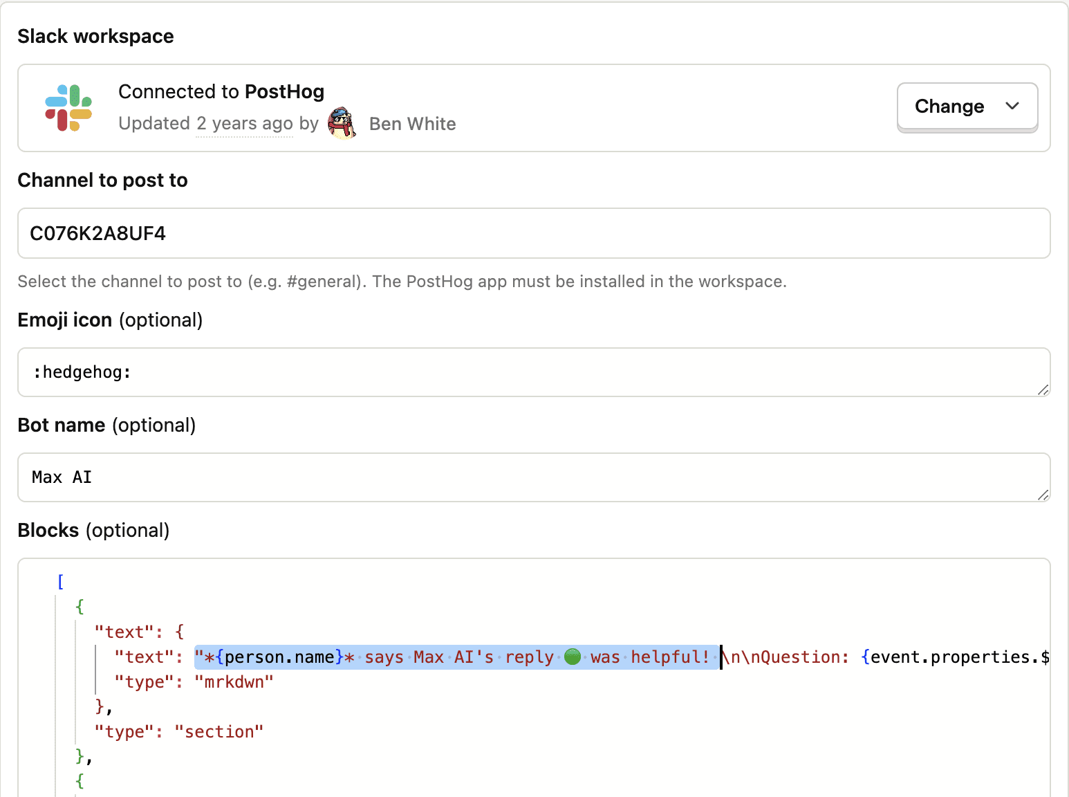 Realtime Slack notification config