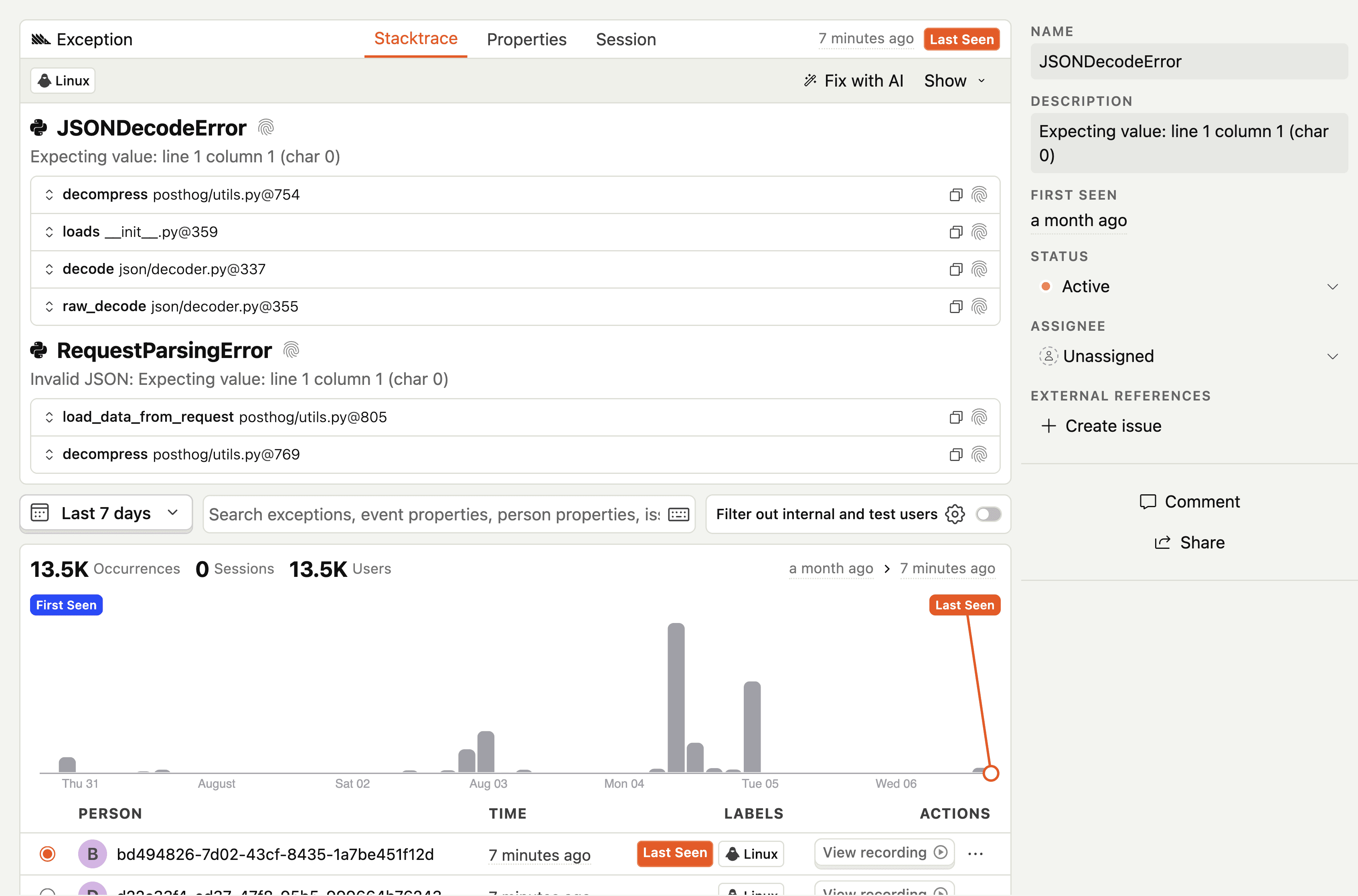 Issue view