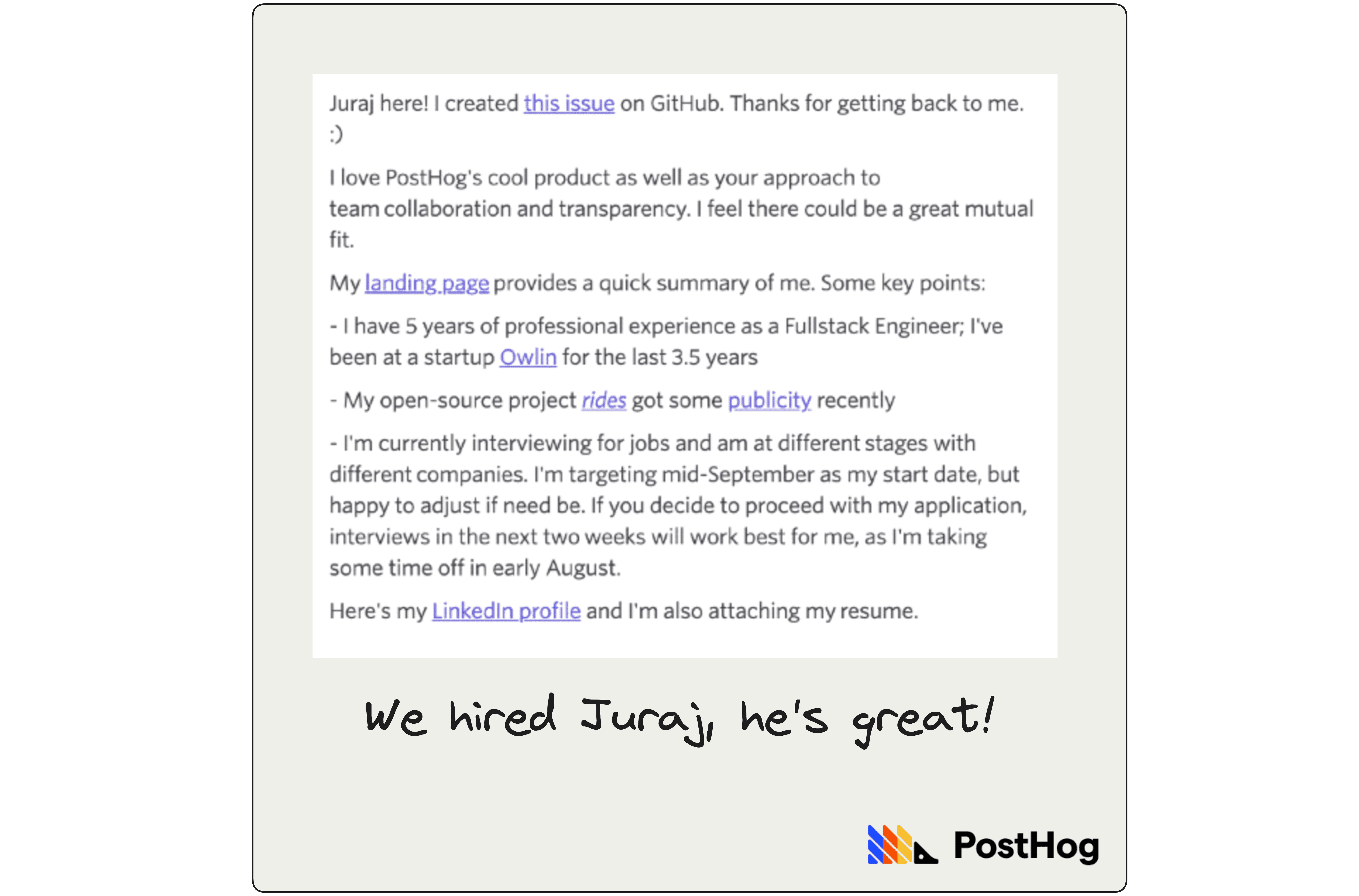 Juraj's cover letter