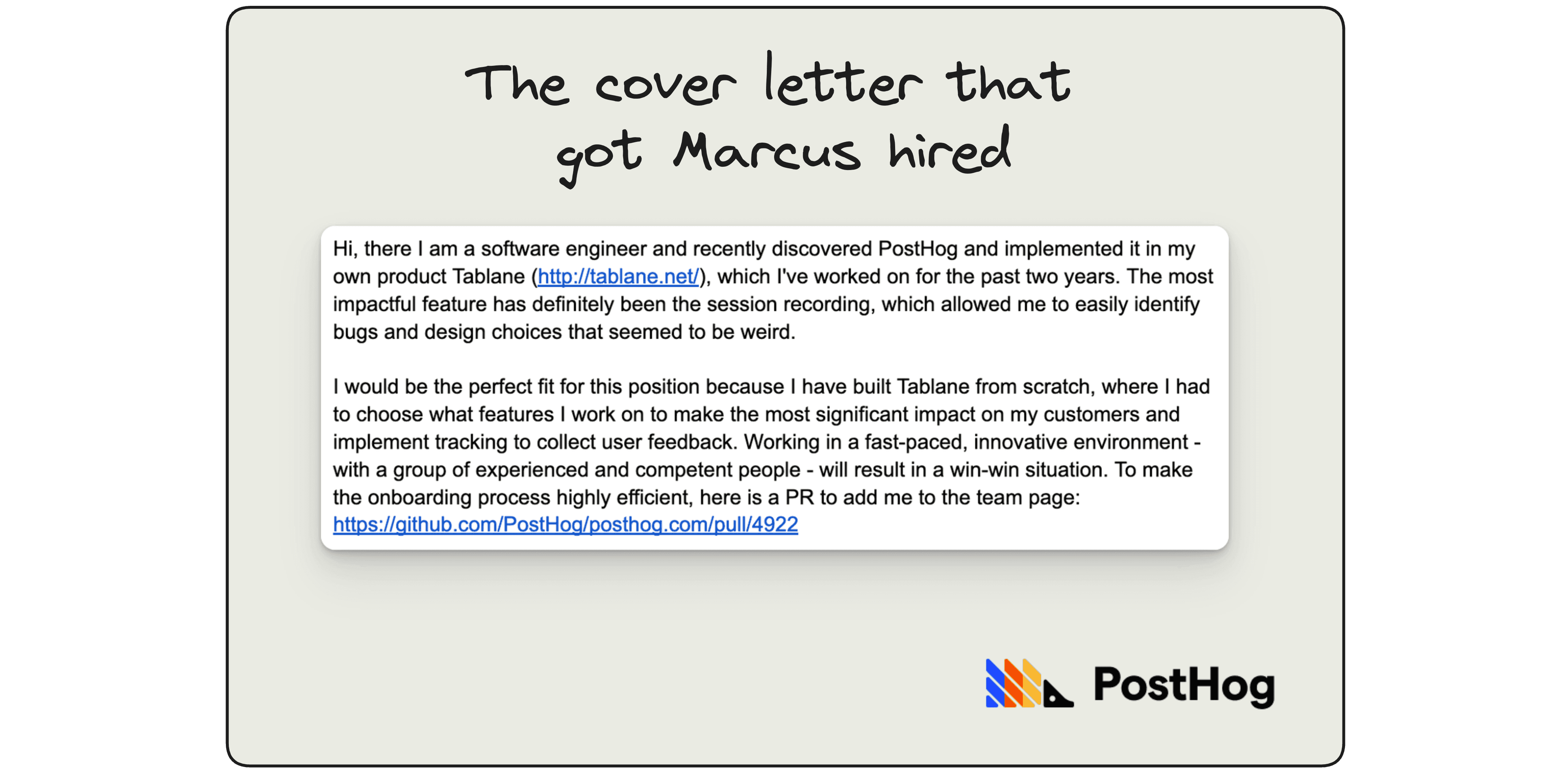 Marcus' cover letter