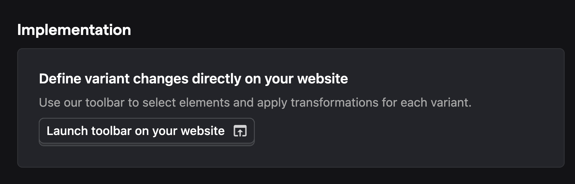 Implement web experiment