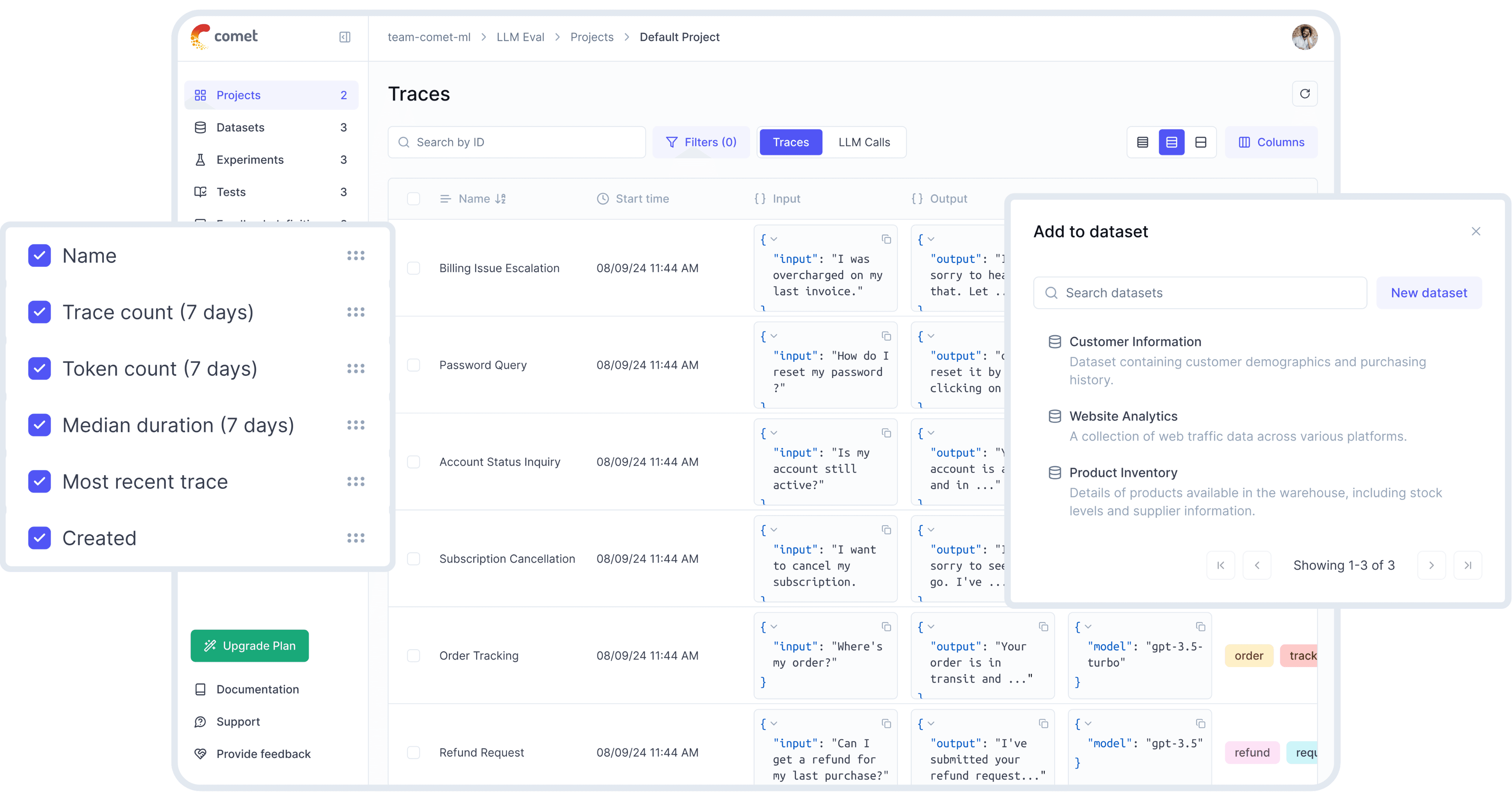 Opik dashboard