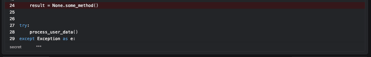 Error tracking code variables masking