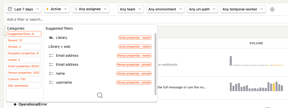 Adding a property to the property filter