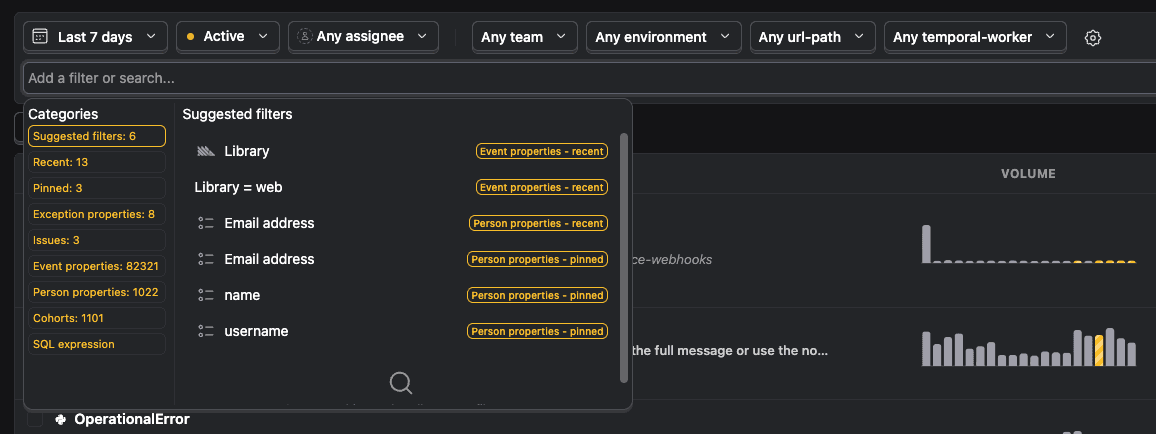 Adding a property to the property filter