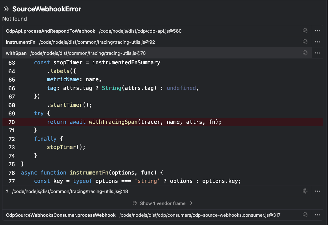 Stack traces example