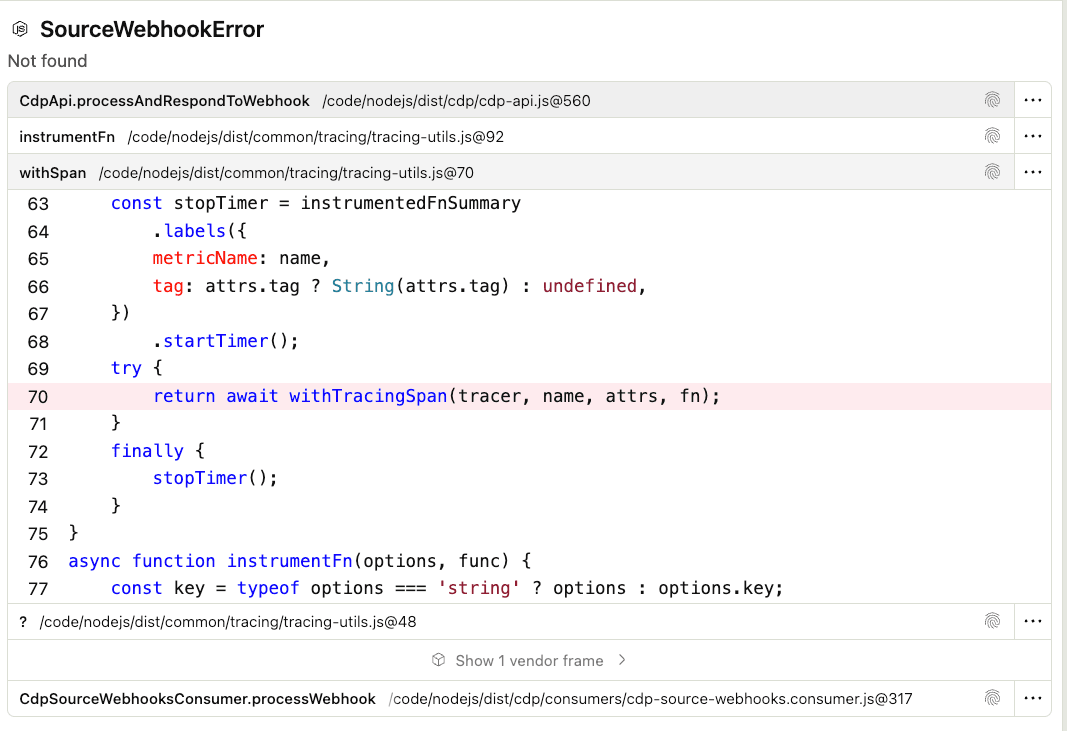Stack traces example