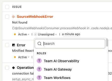Assigning an issue from the issue list