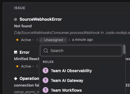 Assigning an issue from the issue list