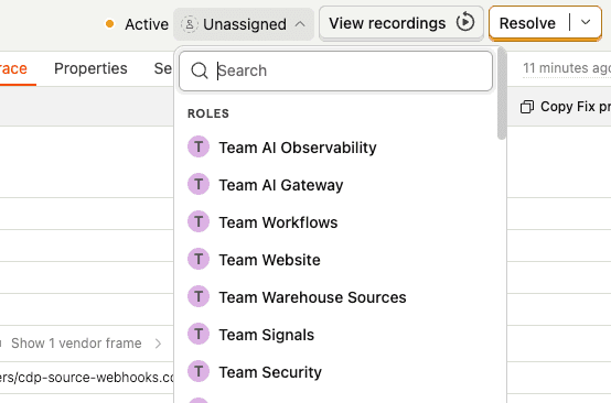 Assigning an issue from its details page