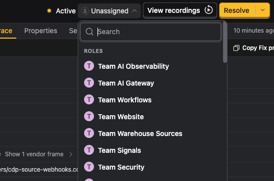 Assigning an issue from its details page