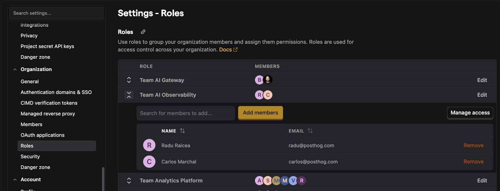 Error tracking role assignees