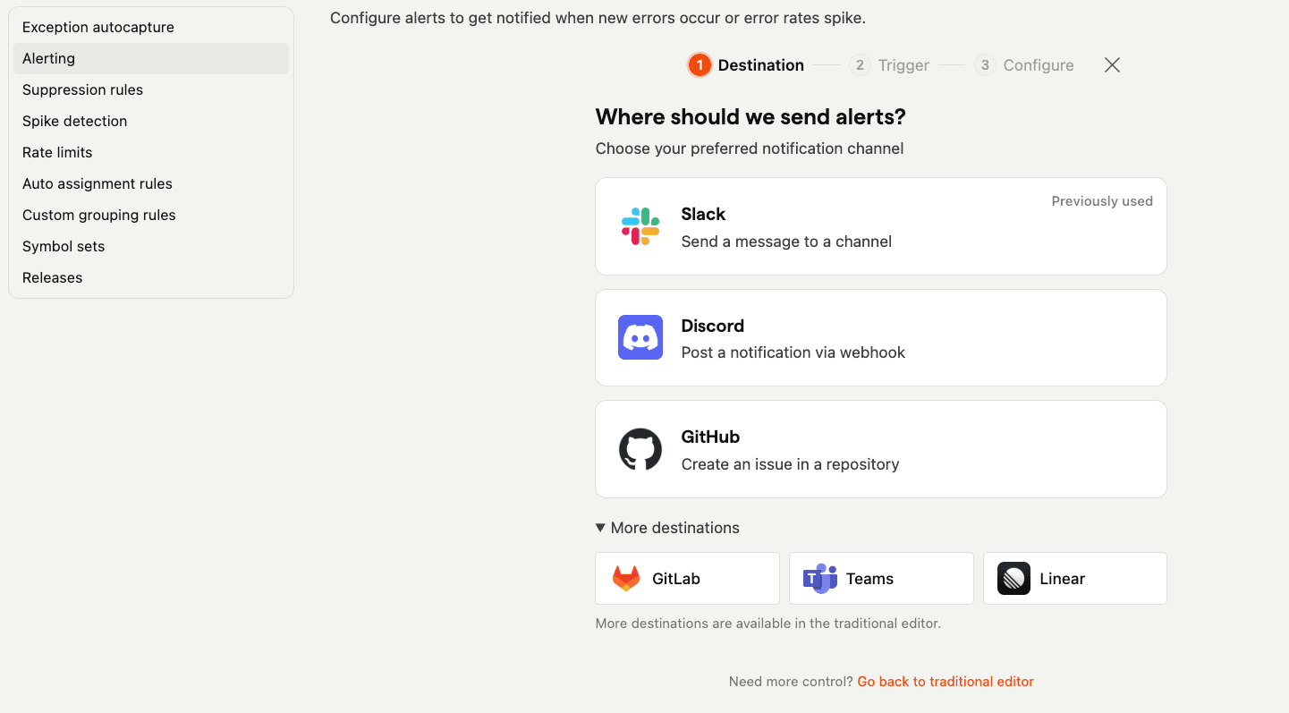Error tracking alerting