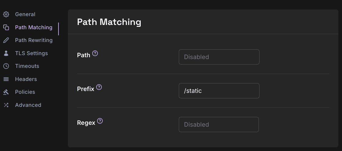 Pomerium Zero create route form with settings for the PostHog assets route configuration for path matching set to /static