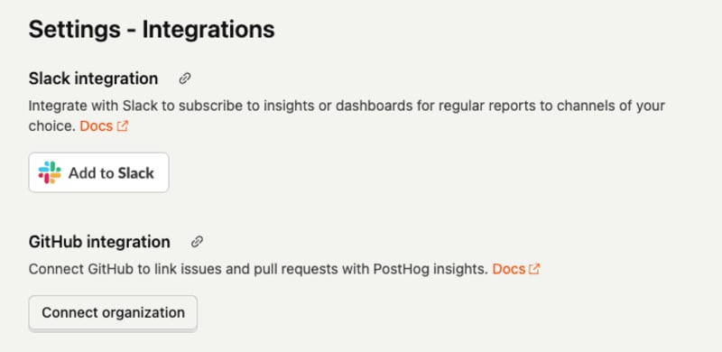 The Slack integration section in project settings, with the Add to Slack button