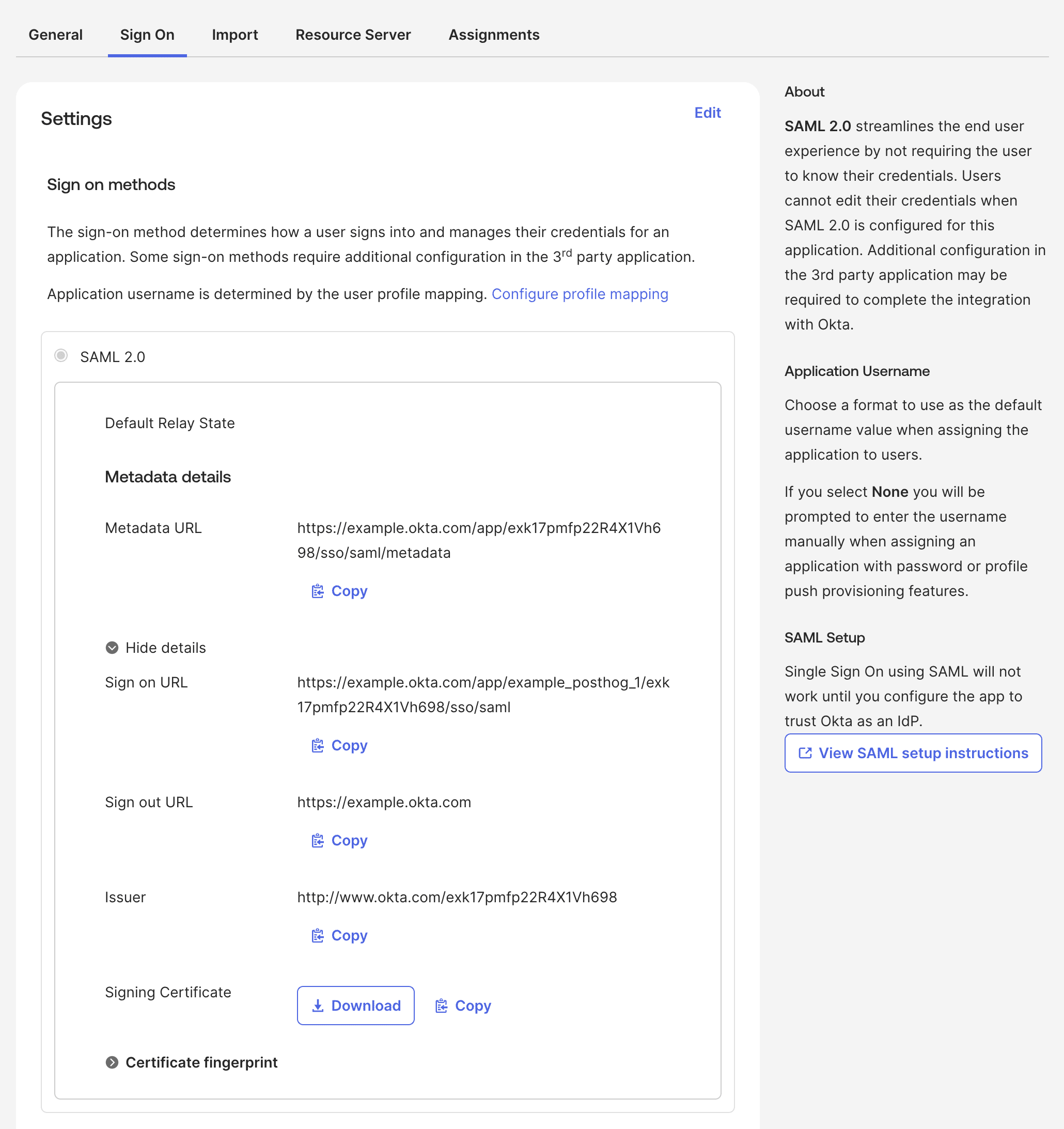 Okta admin UI showing a Create App Integration button