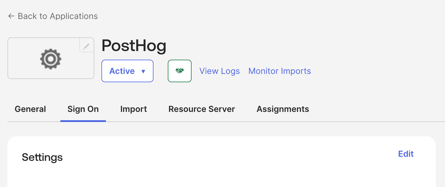 Okta admin UI showing a Create App Integration button
