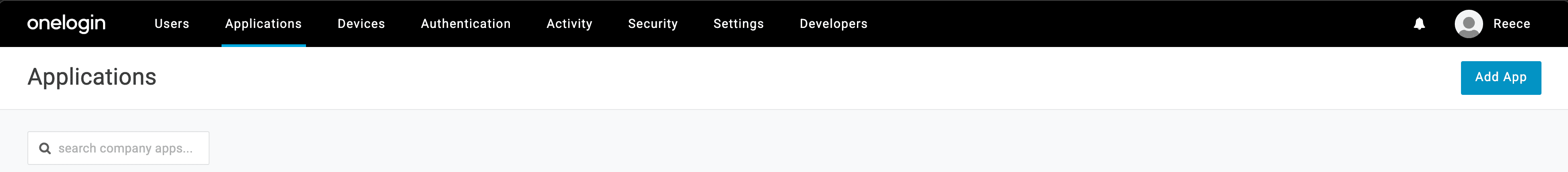 OneLogin admin UI showing applications