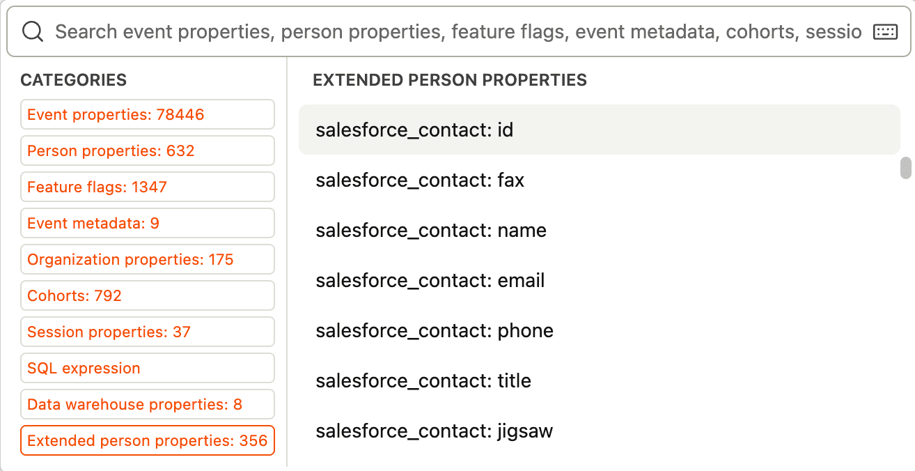 Using extended person properties in an insight