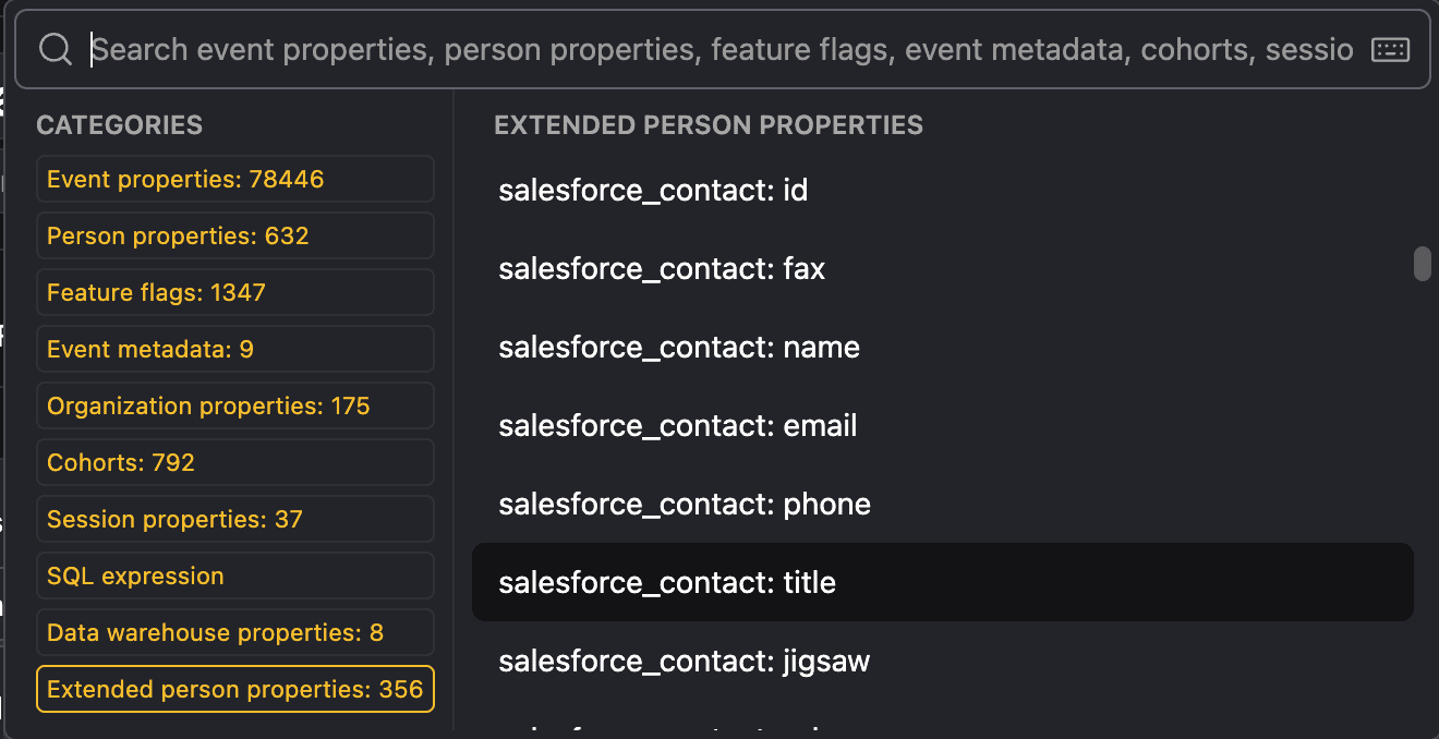 Using extended person properties in an insight