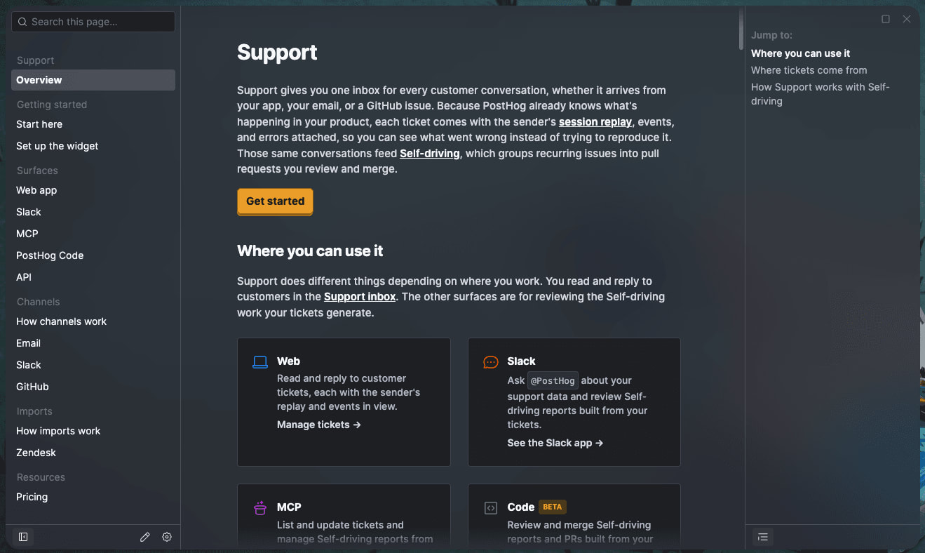 Support docs
