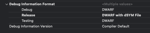 Xcode dSYM setting