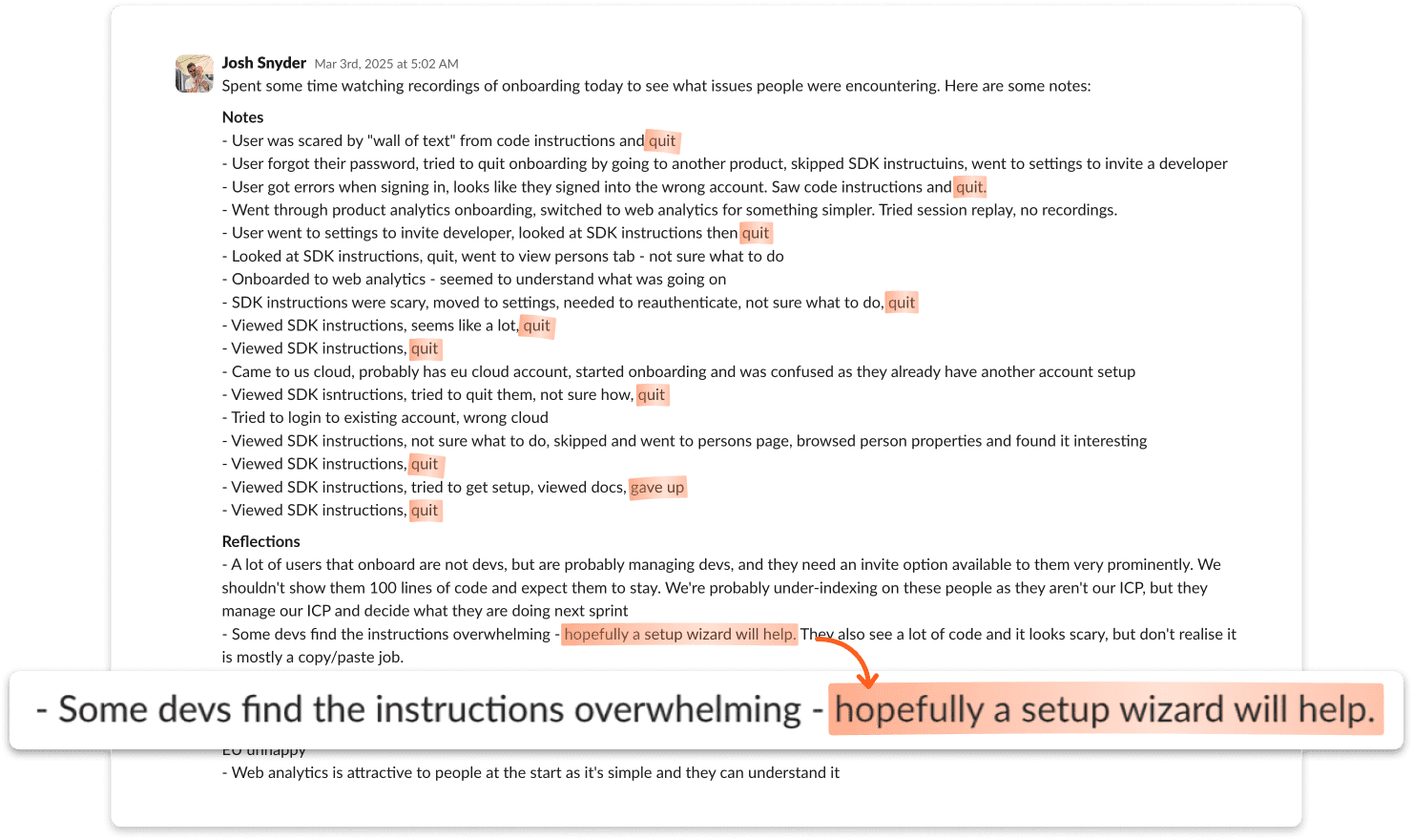 Slack conversation about session replay logs