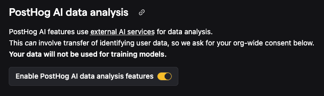 PostHog AI settings